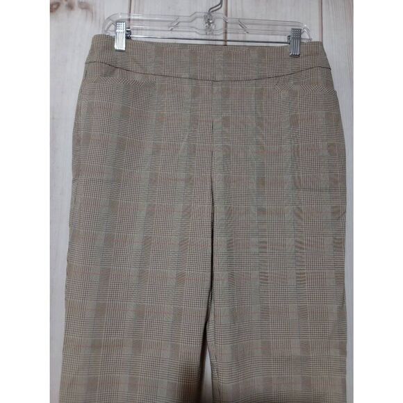 Chico's Pants Ladies Extra Small Chico's .5 Straight Leg Pull On Waist Tan Plaid - Picture 3 of 7